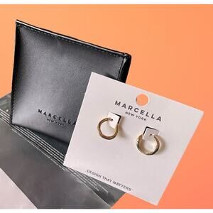 New! Marcella Women's Gemma Shimmery 18K Gold Hoop Earrings w/ Case Pierced Ear